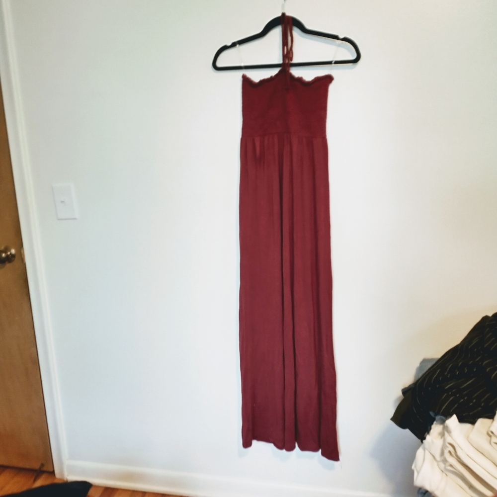 NWT Heart & Hips red maxi dress with smocked bodice and halter top size medium